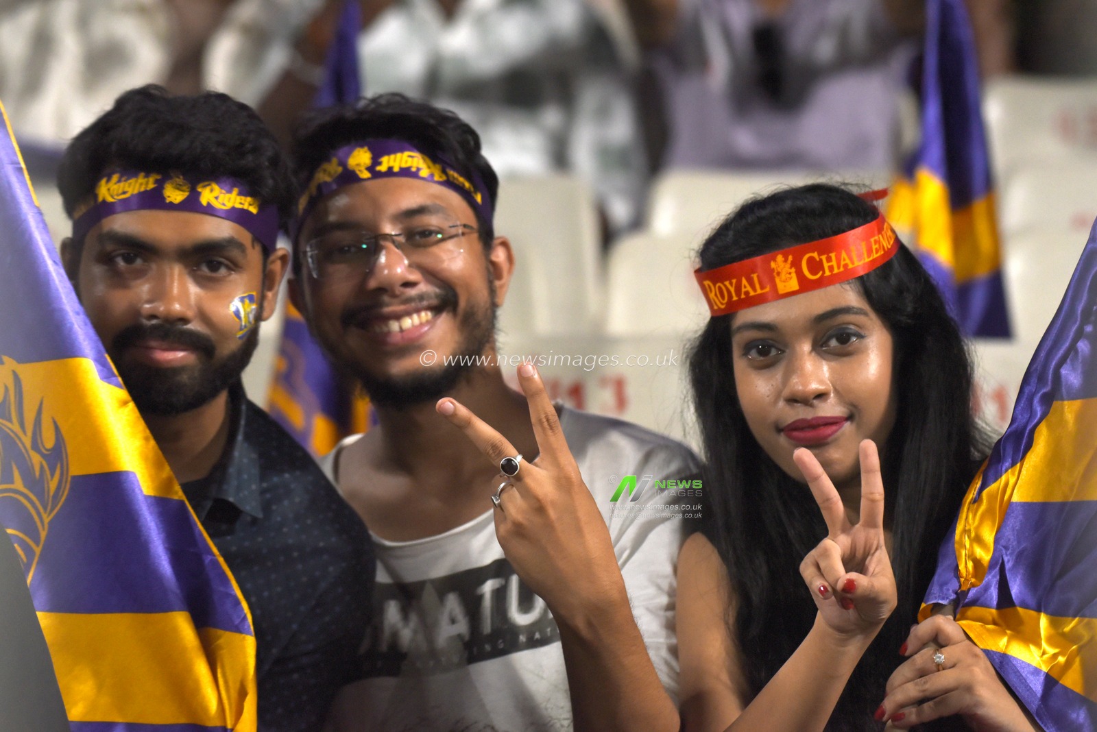 KKR Fans celebrates  before the start of an Indian Premier League (IPL) 2025 match between Sunrisers Hyderabad and Kolkata Knight Riders, at Eden Gardens in Kolkata, Thursday, April 3, 2025.Photo by Debajyoti Chakraborty.(Photo: Debajyoti Chakraborty/News Images)
