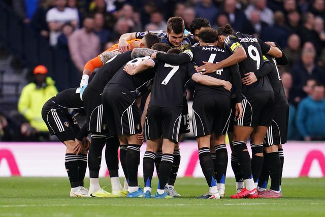 Leeds united players huddle ahead of kick off during the Premier League match Tottenham Hotspur vs Leeds United at Tottenham Hotspur Stadium, London, United Kingdom on 11 May 2026

(Photo by Harvey Murphy/News Images)
