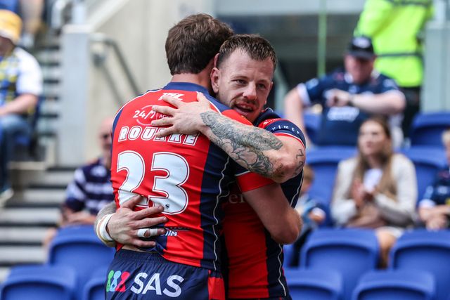 Tom Johnstone of Wakefield Trinity celebrates his try during the Betfred Super League Magic Weekend match Wakefield Trinity vs Castleford Tigers at Hill Dickinson Stadium, Liverpool, United Kingdom on 05 July 2026

(Photo by Alfie Cosgrove/News Images)