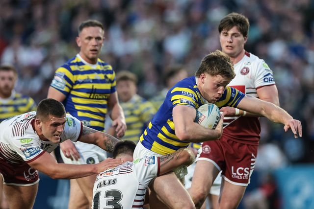 Luke Thomas of Warrington Wolves in action during the Betfred Super League round 9 match Warrington Wolves vs Wigan Warriors at The Halliwell Jones Stadium, Warrington, United Kingdom on 24 April 2026

(Photo by Mark Cosgrove/News Images)