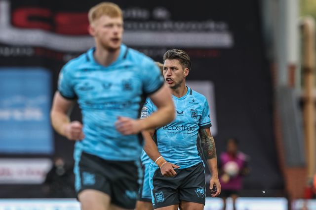 Tom Briscoe of Hull FC during the Betfred Super League Round 12 match Leigh Leopards vs Hull FC at Leigh Sports Village, Leigh, United Kingdom, 22nd May 2025

(Photo by Alfie Cosgrove/News Images)