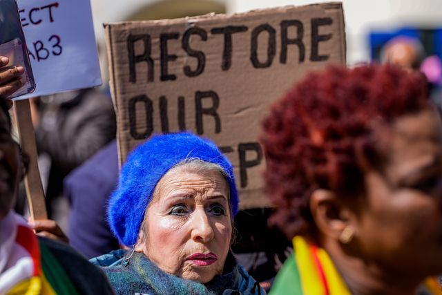 UK-based Zimbabweans gather outside the Zimbabwe Embassy in London on 18 April 2026 to protest the Constitution of Zimbabwe Amendment (No. 3) Bill, which critics say would extend President Mnangagwa’s rule until 2030 and strip citizens of the direct vote for president.

(Photo by Maynard Manyowa/News Images)