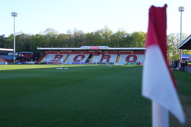 General view of the Lamex stadium ahead of the Sky Bet League One match Stevenage vs Barnsley at Lamex Stadium, Stevenage, United Kingdom on 21st April 2026

(Photo by Harvey Murphy/News Images)