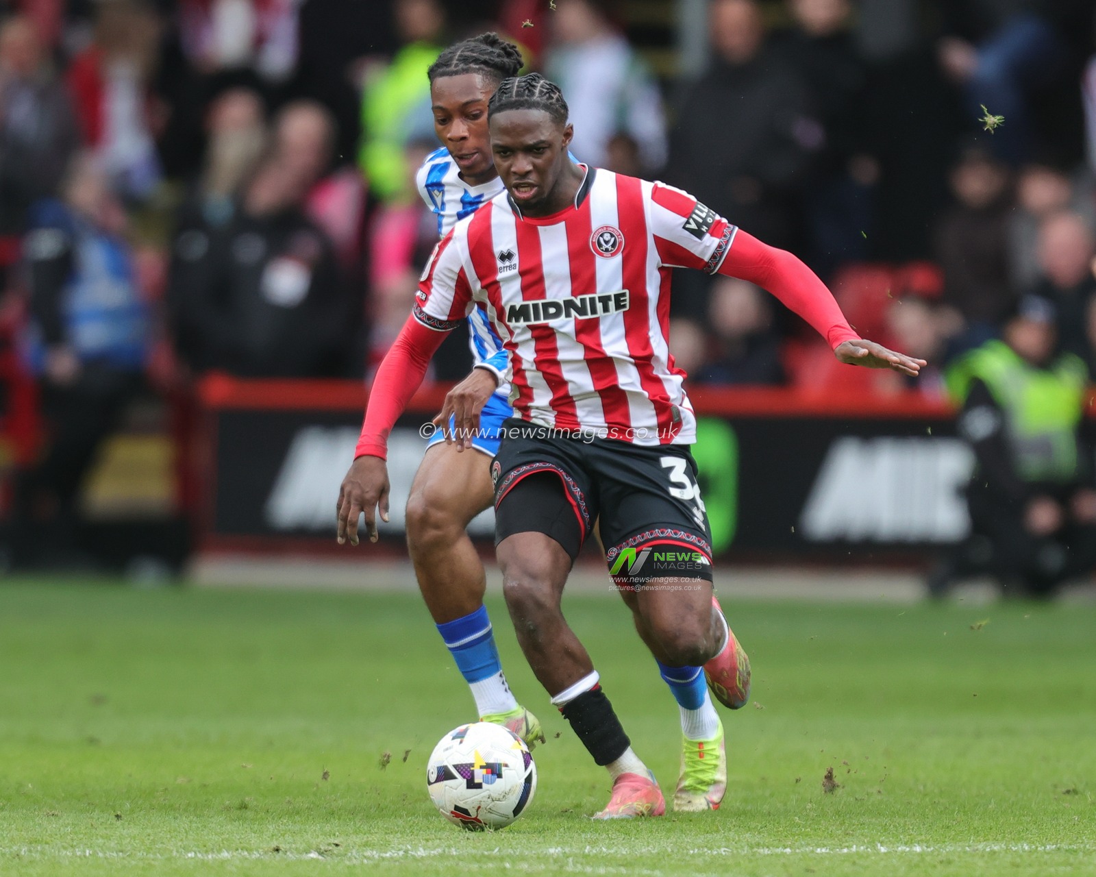Femi Seriki of Sheffield United in action during the Sky Bet Championship match Sheffield United vs Sheffield Wednesday at Bramall Lane, Sheffield, United Kingdom on 22 February 2026

(Photo by Richard Bierton/News Images)