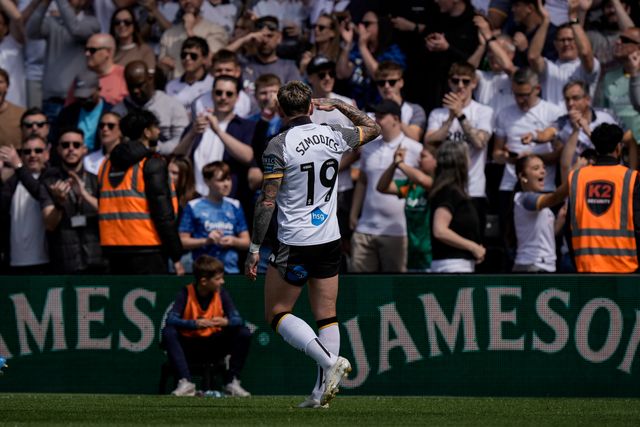 Sammie Szmodics of Derby County celebrates his goal to make it  1-0 during the Sky Bet Championship match Derby County vs Sheffield United at Pride Park Stadium, Derby, United Kingdom on 02 May 2026

(Photo by Maynard Manyowa/News Images)