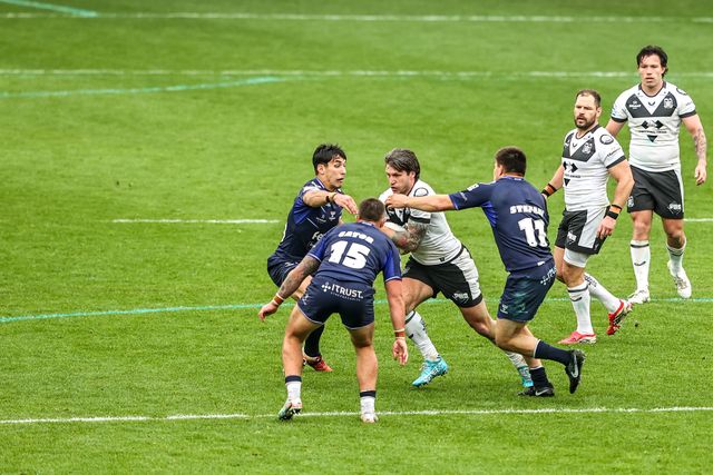 Tom Briscoe of Hull FC breaks with the ball during the Betfred Super League round 10 match Hull FC vs Toulouse Olympique at MKM Stadium, Hull, United Kingdom on 03 May 2026

(Photo by Alfie Cosgrove/News Images)