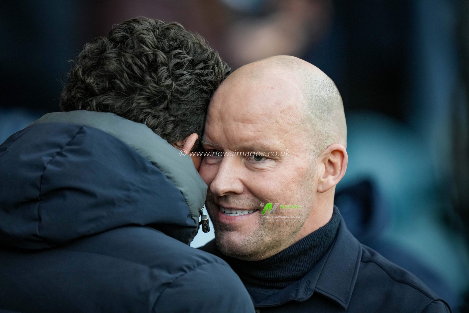 Henrik Pedersen manager of Sheffield Wednesday hugs Keith Andrews manager of Brentford prior to kick off during the Emirates FA Cup Third Round match Sheffield Wednesday vs Brentford at Hillsborough, Sheffield, United Kingdom, 10th January 2026

(Photo by Maynard Manyowa/News Images)