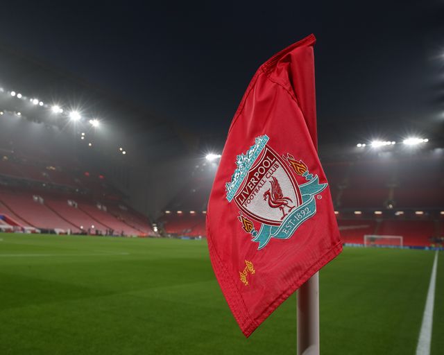 Liverpool FC corner flag during the UEFA Champions League, League Stage match Liverpool vs Bayer 04 Leverkusen at Anfield, Liverpool, United Kingdom, 5th November 2024

(Photo by Gareth Evans/News Images)