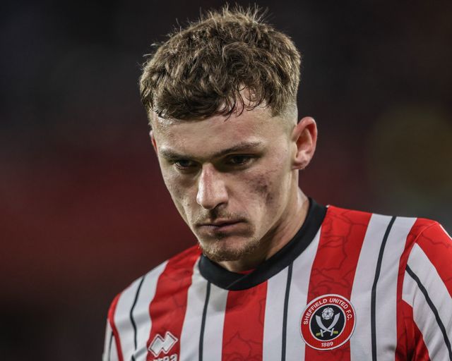 Harrison Burrows of Sheffield United during the Sky Bet Championship match Sheffield United vs Coventry City at Bramall Lane, Sheffield, United Kingdom, 28th March 2025

(Photo by Alfie Cosgrove/News Images)