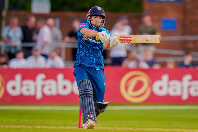Caleb Jewell  bats during the Vitality Blast T20 match between Derbyshire Falcons and Durham Cricket at The Central Co-Op County Ground, Derby, United Kingdom on 22 May 2026

(Photo by Maynard Manyowa/News Images)