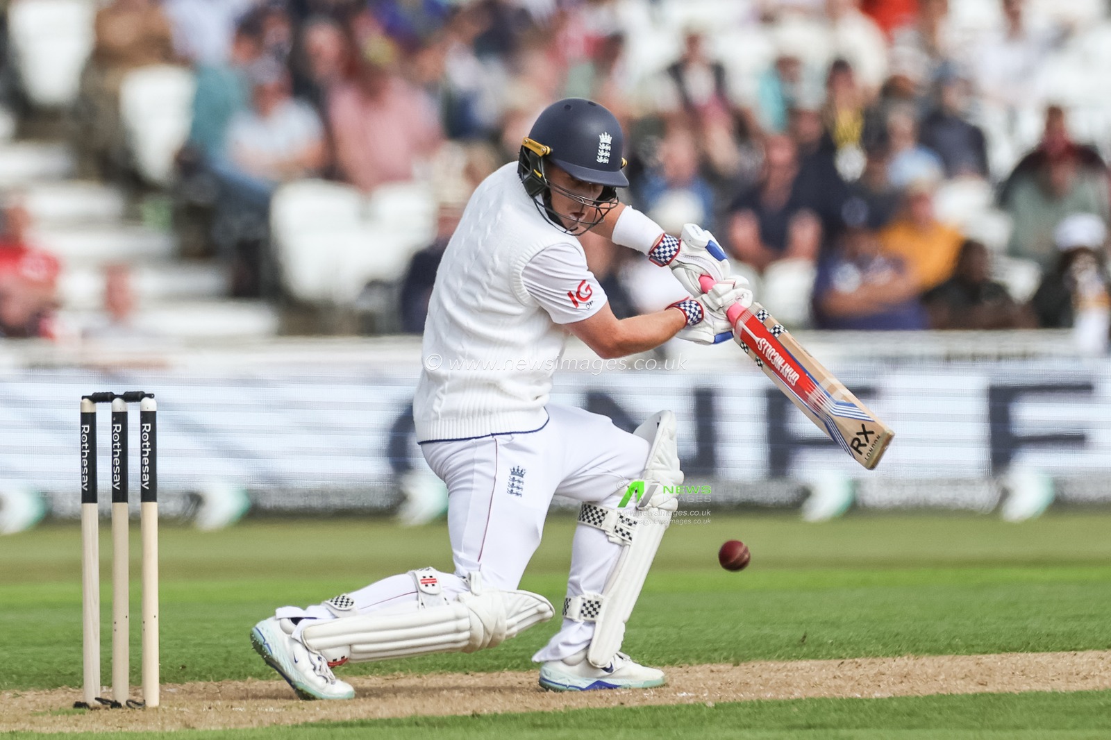Ollie Pope of England hits the ball for two runs during the Rothesay Test Match Day 1 England vs Zimbabwe at Trent Bridge, Nottingham, United Kingdom, 22nd May 2025

(Photo by Mark Cosgrove/News Images)