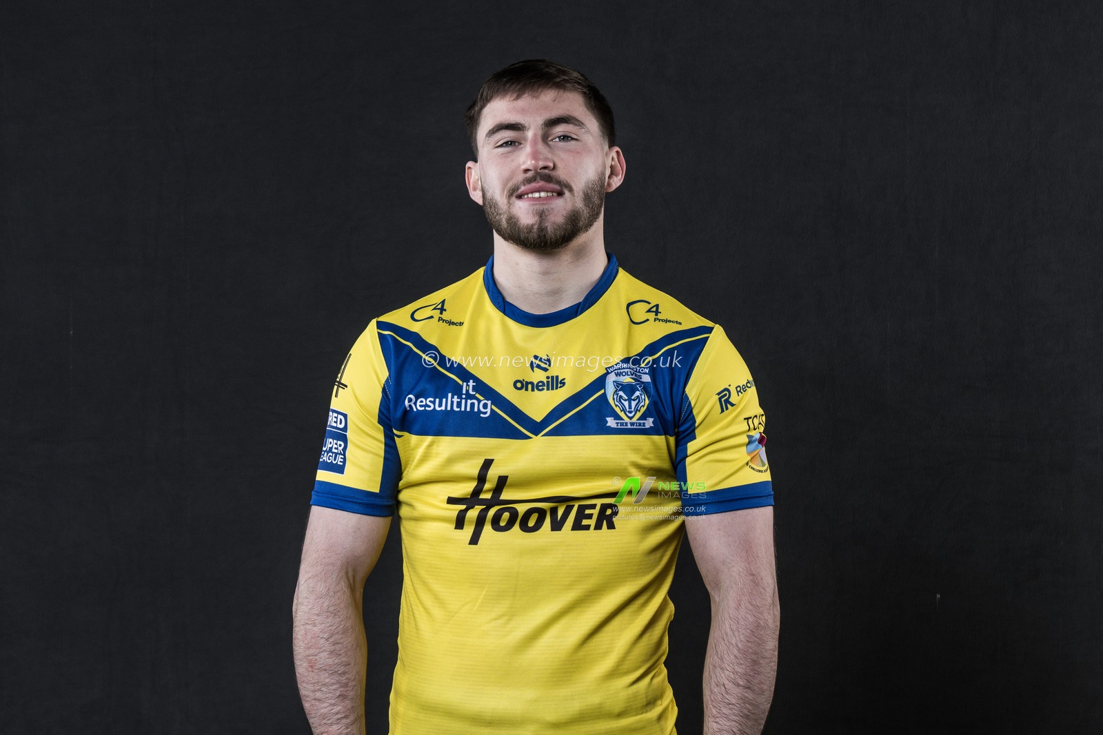 Adam Holroyd in the Home kit during the Warrington Wolves Team media day at Warrington wolves training centre, Warrington, United Kingdom, 16th January 2025

(Photo by Craig Thomas/News Images)