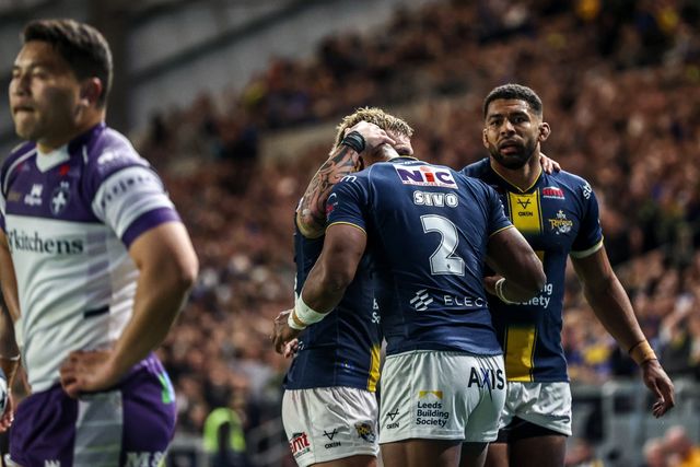 Maika Sivo of Leeds Rhinos celebrates his try during the Betfred Super League round 10 match Leeds Rhinos vs Wakefield Trinity at AMT Headingley Stadium, Leeds, United Kingdom on 01 May 2026

(Photo by Alfie Cosgrove/News Images)