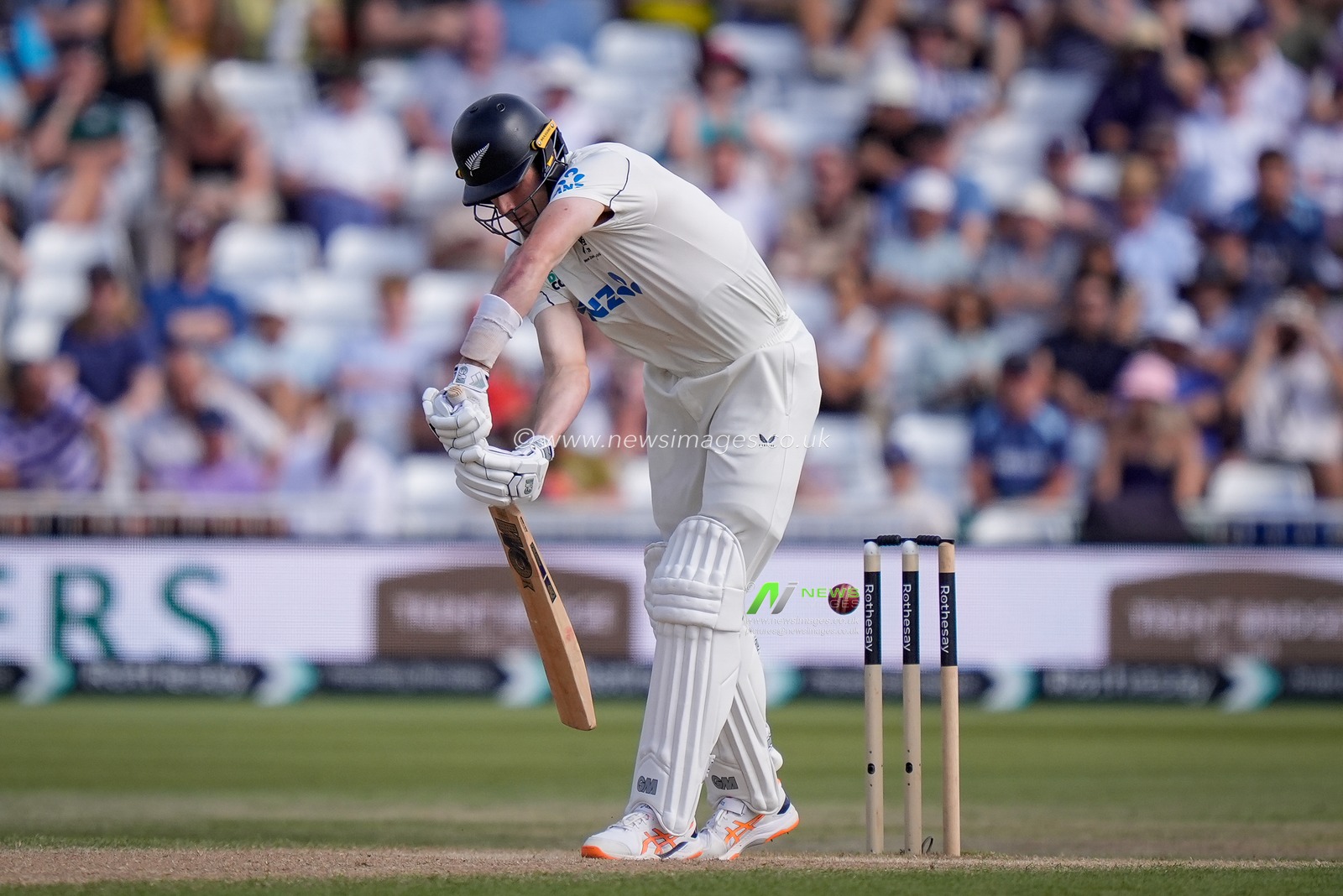 Will O'Rourke of New Zealand trapped lbw by Gus Atkinson of England during the 3rd Rothesay Test Match Day 4 match England vs New Zealand at Trent Bridge, Nottingham, United Kingdom on 28 June 2026

(Photo by Maynard Manyowa/News Images)