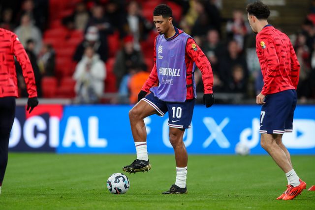 Jude Bellingham of England in the pregame warmup session during the UEFA Nations League, League B - Group 2 match England vs Republic of Ireland at Wembley Stadium, London, United Kingdom, 17th November 2024

(Photo by Gareth Evans/News Images)
