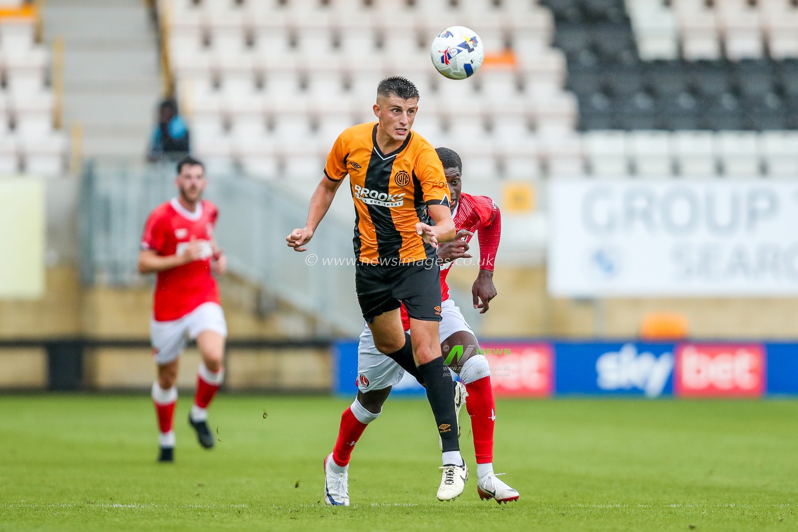 Kell Watts of Cambridge United heads the ball during the Pre-season friendly match Cambridge United vs Charlton Athletic at Abbey Stadium, Cambridge, United Kingdom, 26th July 2025

(Photo by Izzy Poles/News Images)