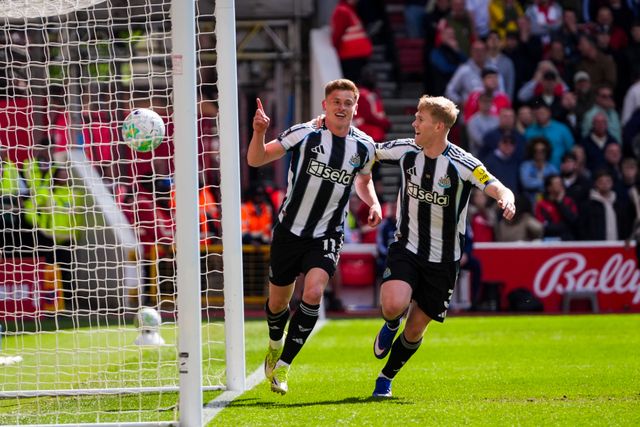 Harvey Barnes of Newcastle United celebrates his goal to make it  0-1 during the Premier League match Nottingham Forest vs Newcastle Untied at City Ground, Nottingham, United Kingdom on 10 May 2026

(Photo by Maynard Manyowa/News Images)