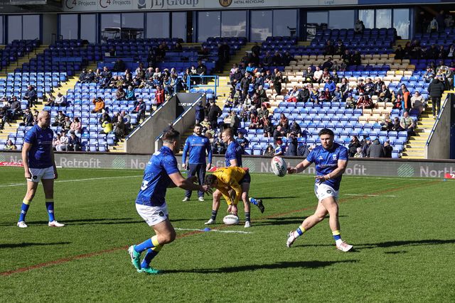 Joe Philbin of Warrington Wolves in the pre-game warm up during the Betfred Challenge Cup round 4 match Goole Vikings vs Warrington Wolves at The Halliwell Jones Stadium, Warrington, United Kingdom on 14 March 2026

(Photo by Mark Cosgrove/News Images)