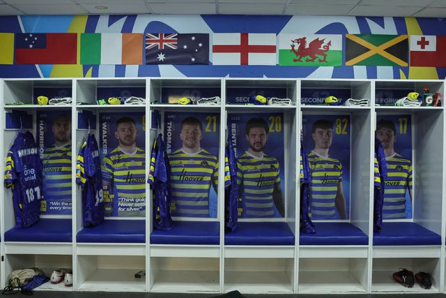 Warrington team lockers in the dressing room during the Betfred Challenge Cup round 4 match Goole Vikings vs Warrington Wolves at The Halliwell Jones Stadium, Warrington, United Kingdom on 14 March 2026

(Photo by Mark Cosgrove/News Images)
