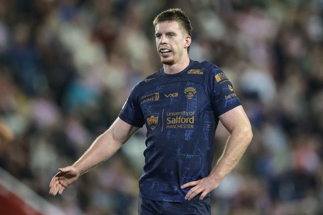 Logan Lewis of Salford Red Devils during the Betfred Super League Round 23 match Leigh Leopards vs Salford Red Devils at Leigh Sports Village, Leigh, United Kingdom, 22nd August 2025

(Photo by Mark Cosgrove/News Images)