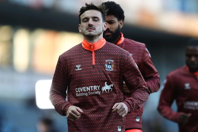 Liam Kitching of Coventry City warms up ahead of the Sky Bet Championship match Blackburn Rovers vs Coventry City at Ewood Park, Blackburn, United Kingdom on 17 April 2026

(Photo by Jorge Horsted/News Images)