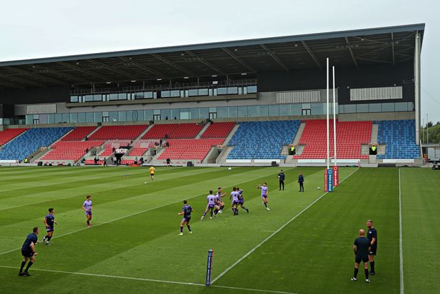 A general view of the Salford Community Stadium before the Betfred Super League round 17 match Salford Red Devils vs Warrington Wolves at Salford Community Stadium, Eccles, United Kingdom, 4th July 2025

(Photo by Sam Eaden/News Images)