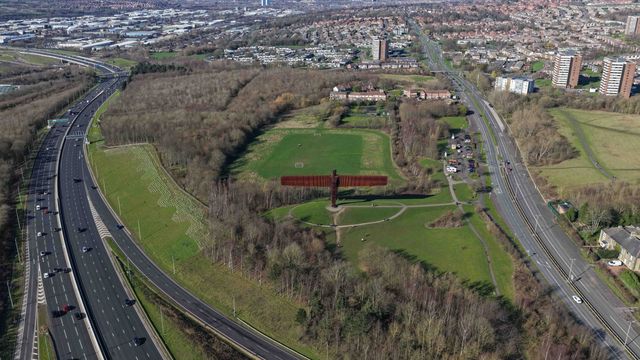 A sunny spring afternoon at The Angel of the North and the A1 at The Angel of the North, Gateshead, United Kingdom on 07 March 2026

(Photo by Mark Cosgrove/News Images)