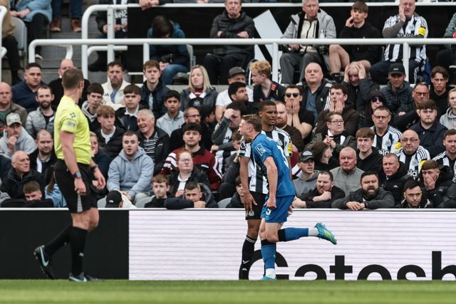 Adrien Truffert of Bournemouth celebrates his goal to make it 1-2 during the Premier League match Newcastle Untied vs Bournemouth at St. James's Park, Newcastle, United Kingdom on 18 April 2026

(Photo by Mark Cosgrove/News Images)