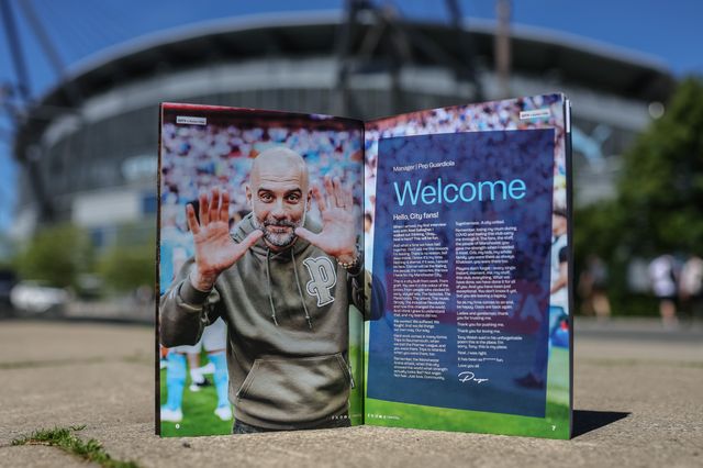 An article on Pep Guardiola manager of Manchester City in todays official match-day program during the Premier League match Manchester City vs Aston Villa at Etihad Stadium, Manchester, United Kingdom on 24 May 2026

(Photo by Mark Cosgrove/News Images)