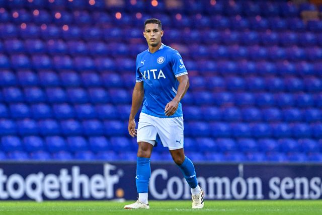 Kyle Knoyle of Stockport County during the Pre-season friendly match Stockport County vs Blackburn Rovers at Edgeley Park Stadium, Stockport, United Kingdom, 2nd August 2024

(Photo by Cody Froggatt/News Images)