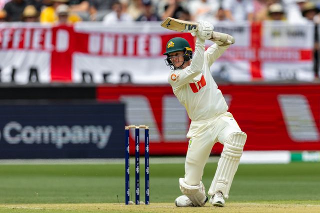 Brendan Doggett of Australia plays an attacking shot during the NRMA Insurance Ashes First Test Day 2 Australia vs England at Optus Stadium, Perth, Australia, 22nd November 2025

(Photo by Santanu Banik/News Images)

*** GER AUT SUI OUT ***