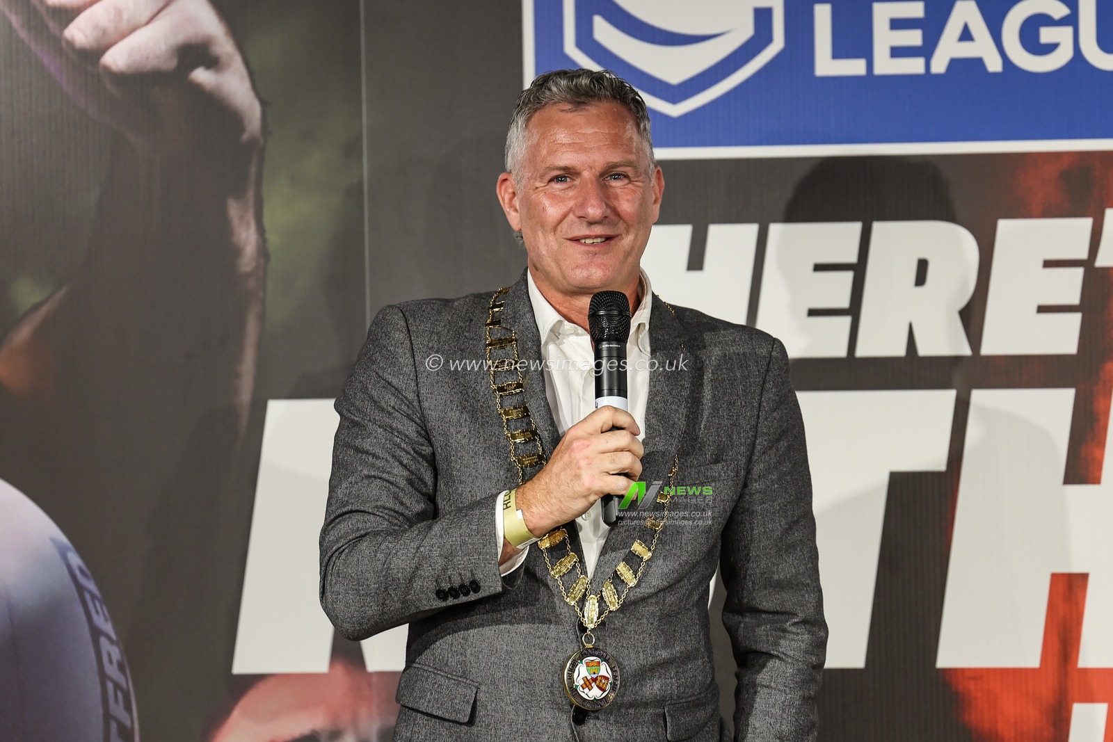Adam Hills MBE the 33rd President of the Rugby Football League during the 2025 Betfred Super League season launch at Co-op Live, Manchester, United Kingdom, 5th February 2025

(Photo by Mark Cosgrove/News Images)