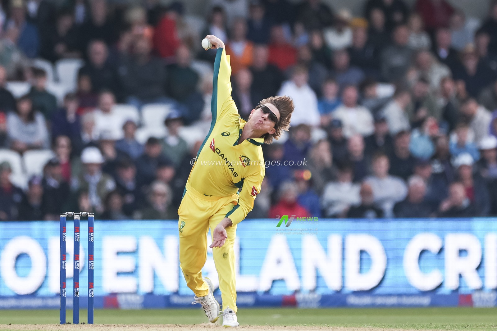 Adam Zampa of Australia delivers the ball during the Second Metro Bank One Day International England v Australia at Headingley Cricket Ground, Leeds, United Kingdom, 21st September 2024

(Photo by Mark Cosgrove/News Images)