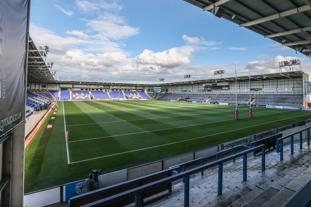 A general view of Halliwell Jones Stadium ahead of the Betfred Super League Round 24 match Warrington Wolves vs Salford Red Devils at Halliwell Jones Stadium, Warrington, United Kingdom, 29th August 2025

(Photo by Alfie Cosgrove/News Images)