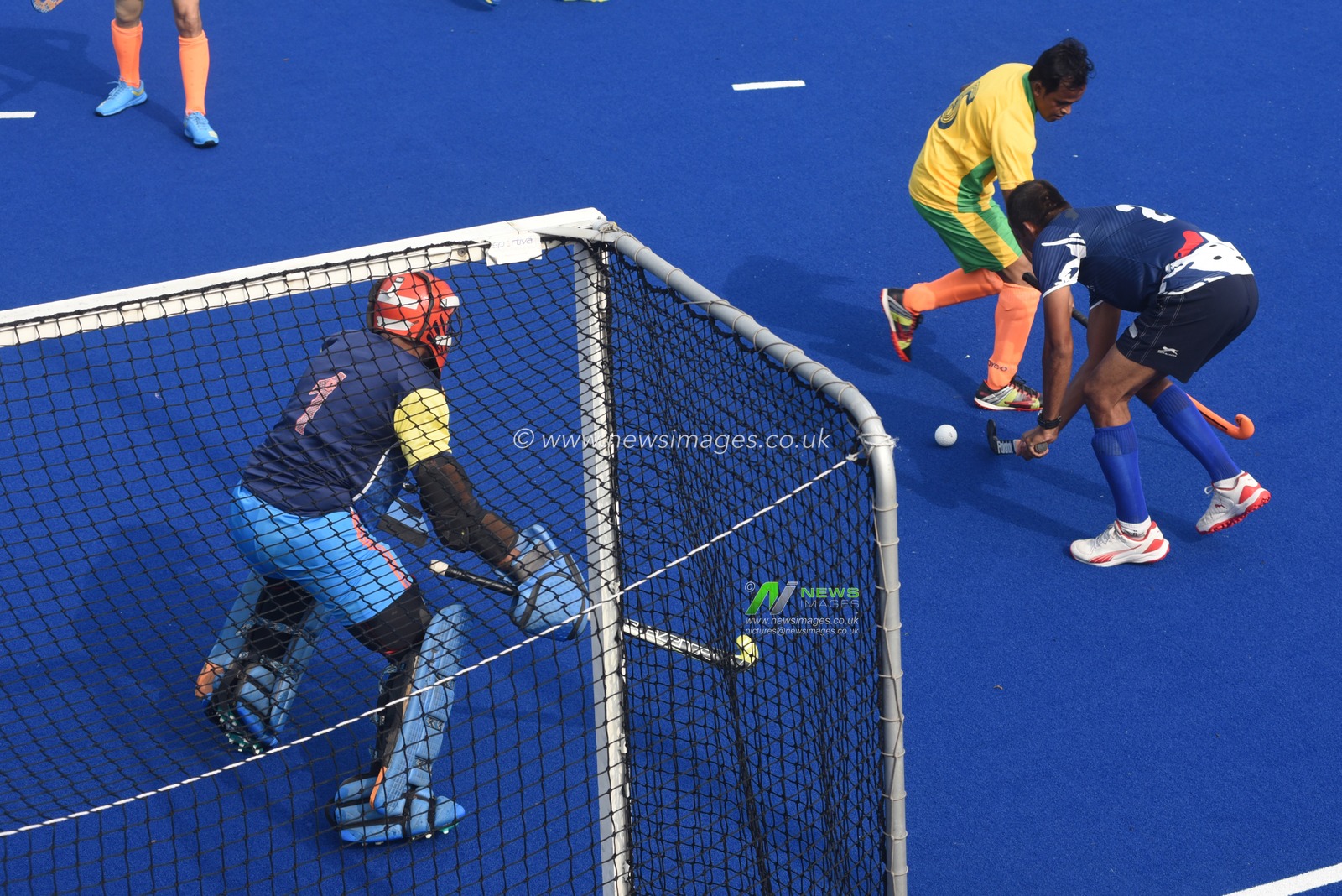 Indian veteran hockey players play at a match ahead the celebrate World Olympic Day in Howrah, West Bengal ,India on June 22,2025.Photo by Debajyoti Chakraborty. World Olympic Day celebrates every year June 23.(Photo: Debajyoti Chakraborty/News Images)