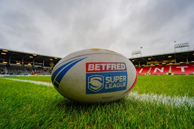 A general view of the match ball on the Betfred side during the Betfred Super League round 14 match St Helens vs Warrington Wolves at The BrewDog Stadium, St Helens, United Kingdom on 11 June 2026

(Photo by Maynard Manyowa/News Images)