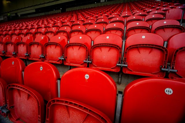 A general view of the seats in the stands during the Betfred Super League round 14 match St Helens vs Warrington Wolves at The BrewDog Stadium, St Helens, United Kingdom on 11 June 2026

(Photo by Maynard Manyowa/News Images)