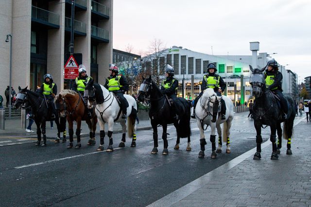 Mounted Police are in attendance during the UEFA Nations League, League B - Group 2 match England vs Republic of Ireland at Wembley Stadium, London, United Kingdom, 17th November 2024

(Photo by Gareth Evans/News Images)