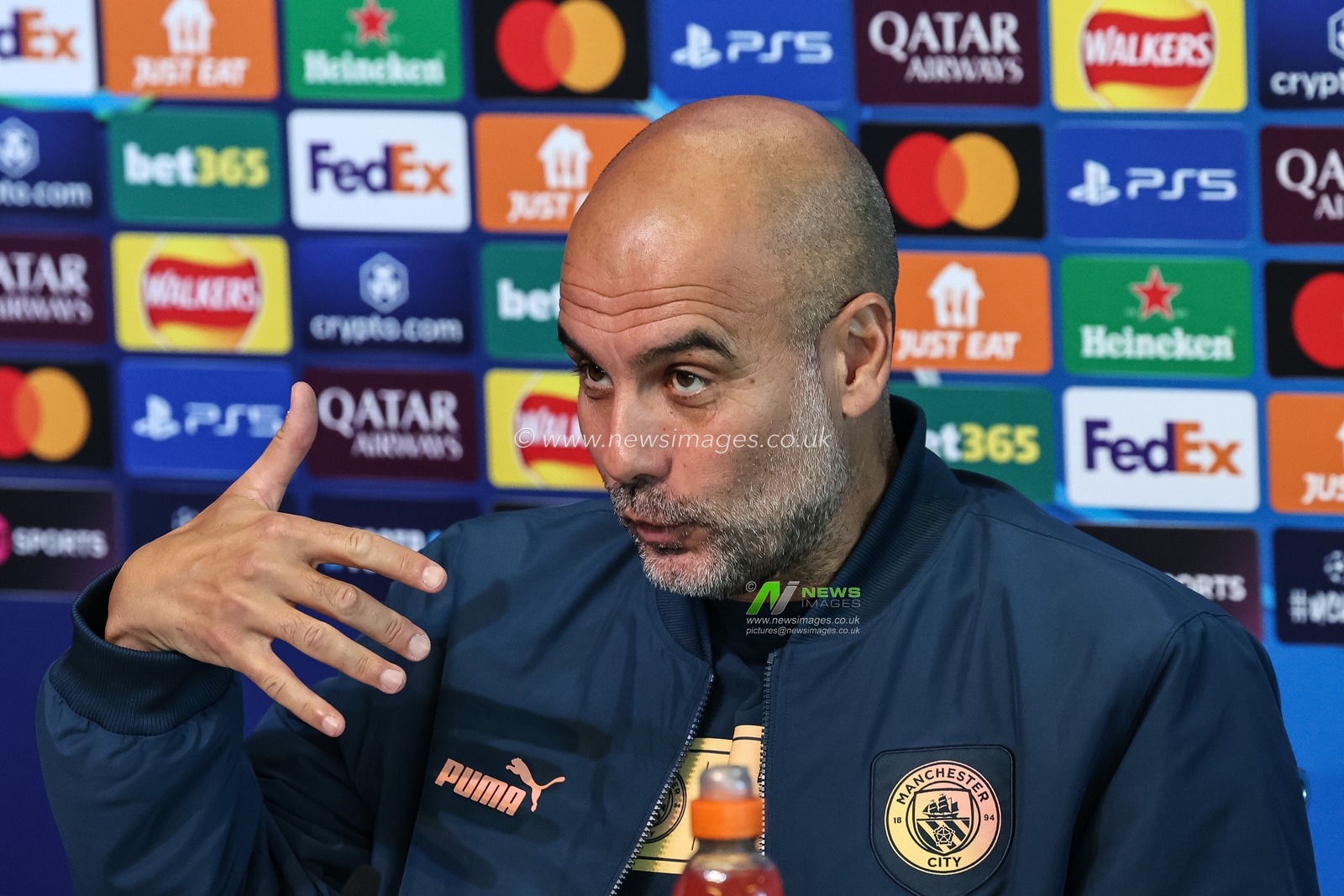 Pep Guardiola manager of Manchester City speaks in the pre-match press conference during the UEFA Champions League Manchester City v Inter Milan Press conference at Etihad Stadium, Manchester, United Kingdom, 17th September 2024

(Photo by Mark Cosgrove/News Images)
