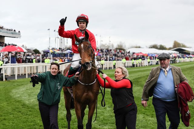 Home By The Lee ridden by J. J. Slevin wins the 15:05 Jet2 Liverpool Hurdle during the 2026 Randox Grand National Day at Aintree Racecourse, Aintree, United Kingdom on 11 April 2026

(Photo by Mark Cosgrove/News Images)