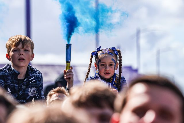 Everton fans arrive at Hill Dickinson with flares ready for derby day during the Premier League match Everton vs Liverpool at Hill Dickinson Stadium, Liverpool, United Kingdom on 19 April 2026

(Photo by Alfie Cosgrove/News Images)