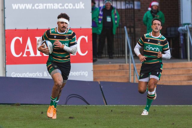 Toby Thame of Northampton Saints during the Gallagher Premiership match Northampton Saints vs Sale Sharks at Cinch Stadium at Franklin's Gardens, Northampton, United Kingdom, 20th December 2025

(Photo by Craig Evans/News Images)

*** GER AUT SUI OUT ***