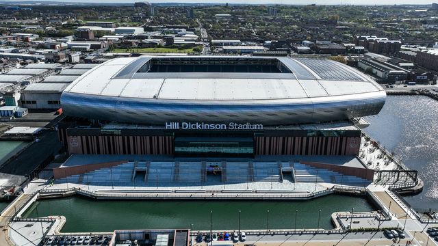 An aerial view of Hill Dickinson Stadium ahead of the Premier League match Everton vs Liverpool at Hill Dickinson Stadium, Liverpool, United Kingdom on 19 April 2026

(Photo by Alfie Cosgrove/News Images)