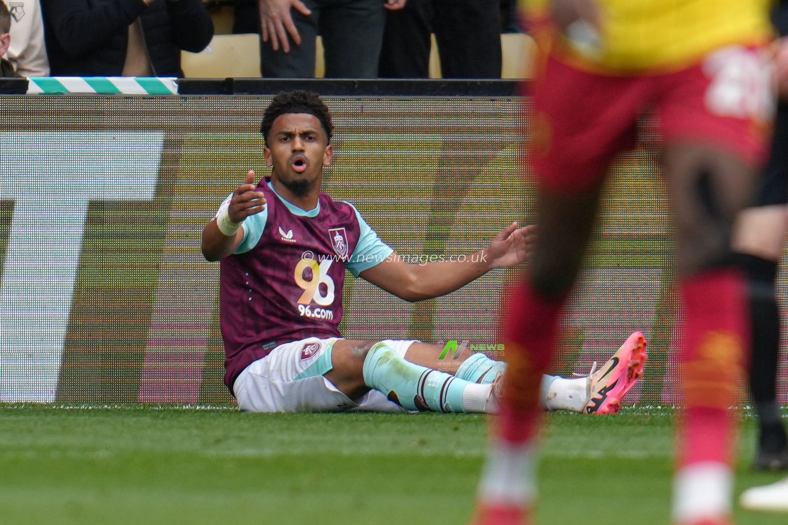 Marcus Edwards of Burnley asks for foul during the Sky Bet Championship match Watford vs Burnley at Vicarage Road, Watford, United Kingdom, 18th April 2025

(Photo by Harvey Murphy/News Images)