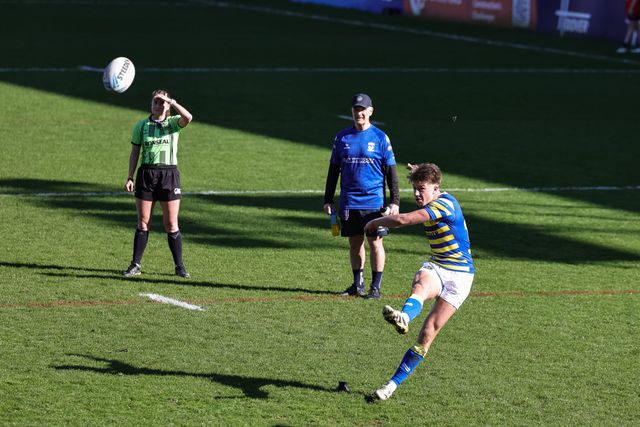 Ewan Irwin of Warrington Wolves converts for a goal during the Betfred Challenge Cup round 4 match Goole Vikings vs Warrington Wolves at The Halliwell Jones Stadium, Warrington, United Kingdom on 14 March 2026

(Photo by Mark Cosgrove/News Images)