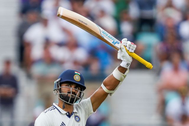 Akash Deep of India celebrates a half century during the 5th Rothesay Test Match Day 3 England vs India at The Kia Oval, London, United Kingdom, 2nd August 2025

(Photo by Izzy Poles/News Images)