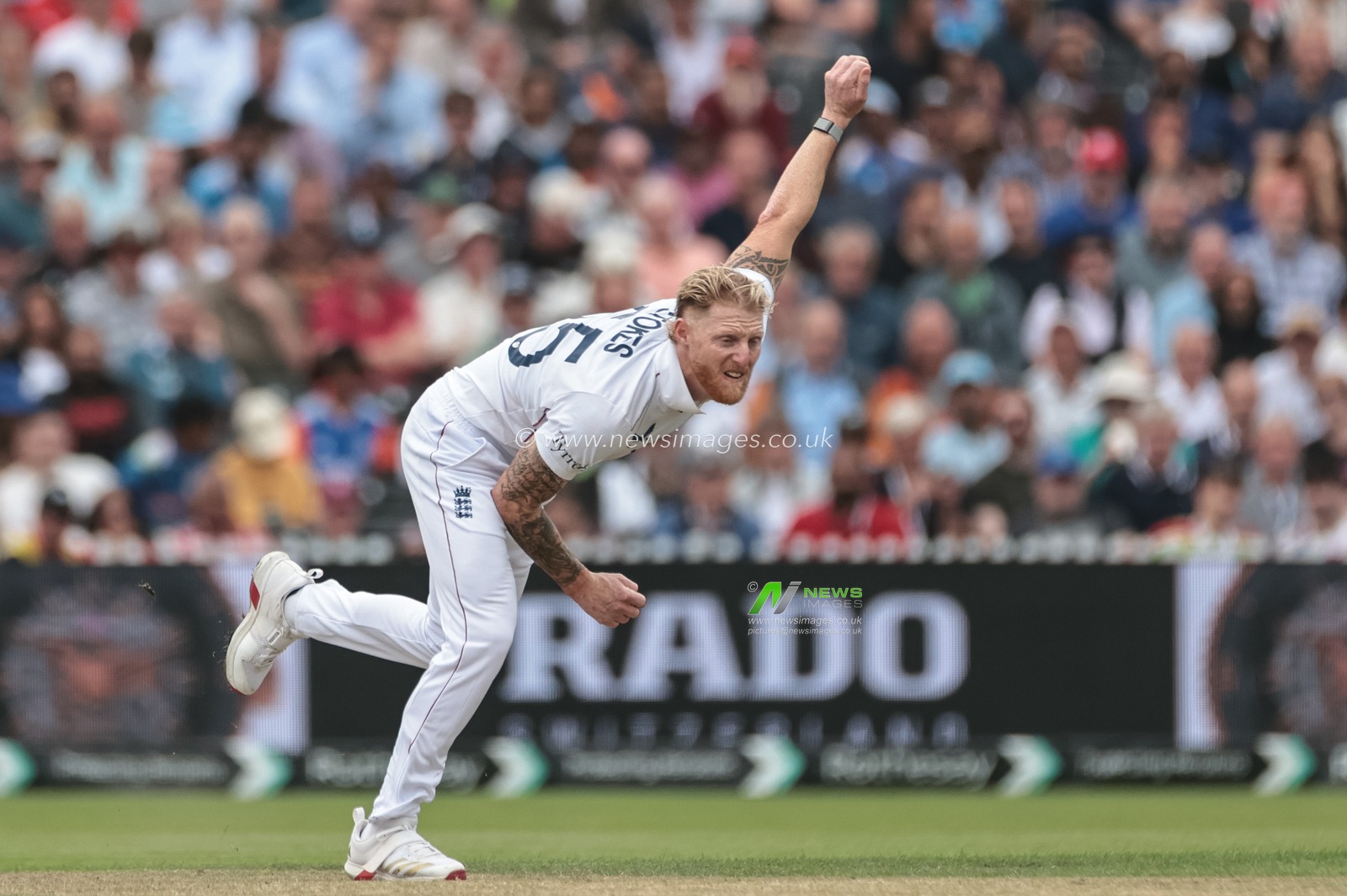 England captain Ben Stokes delivers the ball during the 4th Rothesay Test Match match Day 1 England vs India at Old Trafford Cricket Ground, Manchester, United Kingdom, 22nd July 2025

(Photo by Mark Cosgrove/News Images)