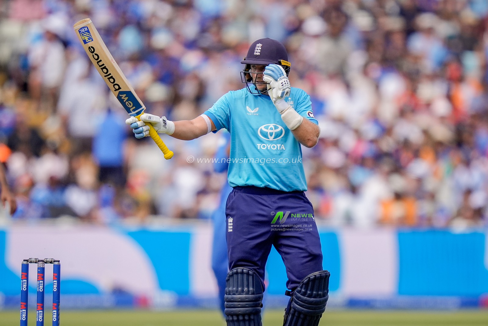 Joe Root of England celebrates a half century during the 1st Metro Bank ODI match England vs India at Edgbaston, Birmingham, United Kingdom on 14 July 2026

(Photo by Maynard Manyowa/News Images)