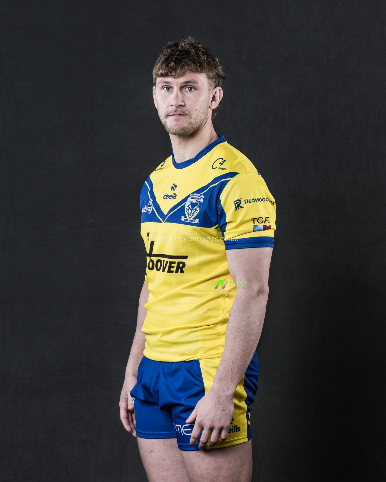 Alfie Johnson in the Home kit during the Warrington Wolves Team media day at Warrington wolves training centre, Warrington, United Kingdom, 16th January 2025

(Photo by Craig Thomas/News Images)