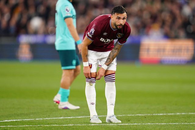 Valentin Castellanos of West Ham United looks on during the Premier League match West Ham United vs Wolverhampton Wanderers at London Stadium, London, United Kingdom on 10 April 2026

(Photo by Harvey Murphy/News Images)